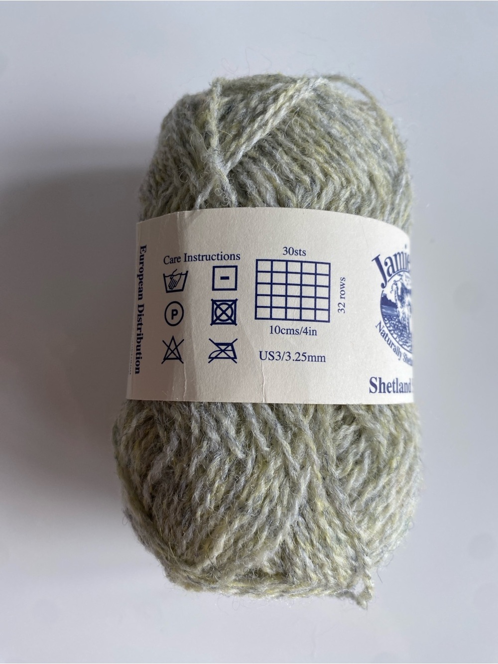 Jamieson’s Shetland Spindrift Wool Yarn - Colour Rye / Light Sage Green